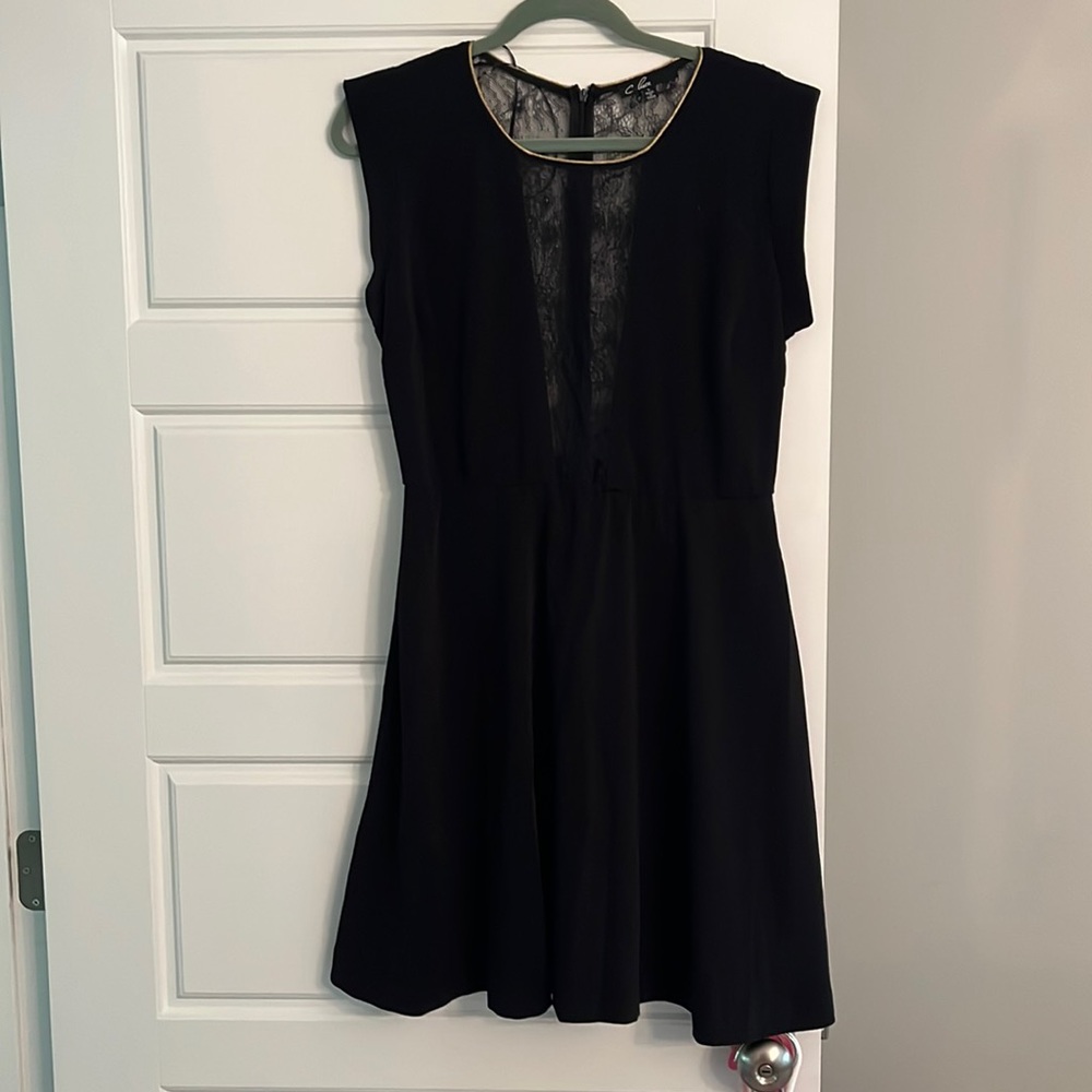 Deep Plunge Lace Cutout Dress